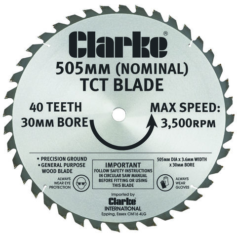 Image of Clarke Clarke 505mm TCT Circular Saw Blade for CLS505