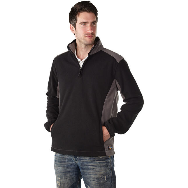 Image of Dickies Dickies Two Tone Micro Fleece In Black & Grey (Extra Large)