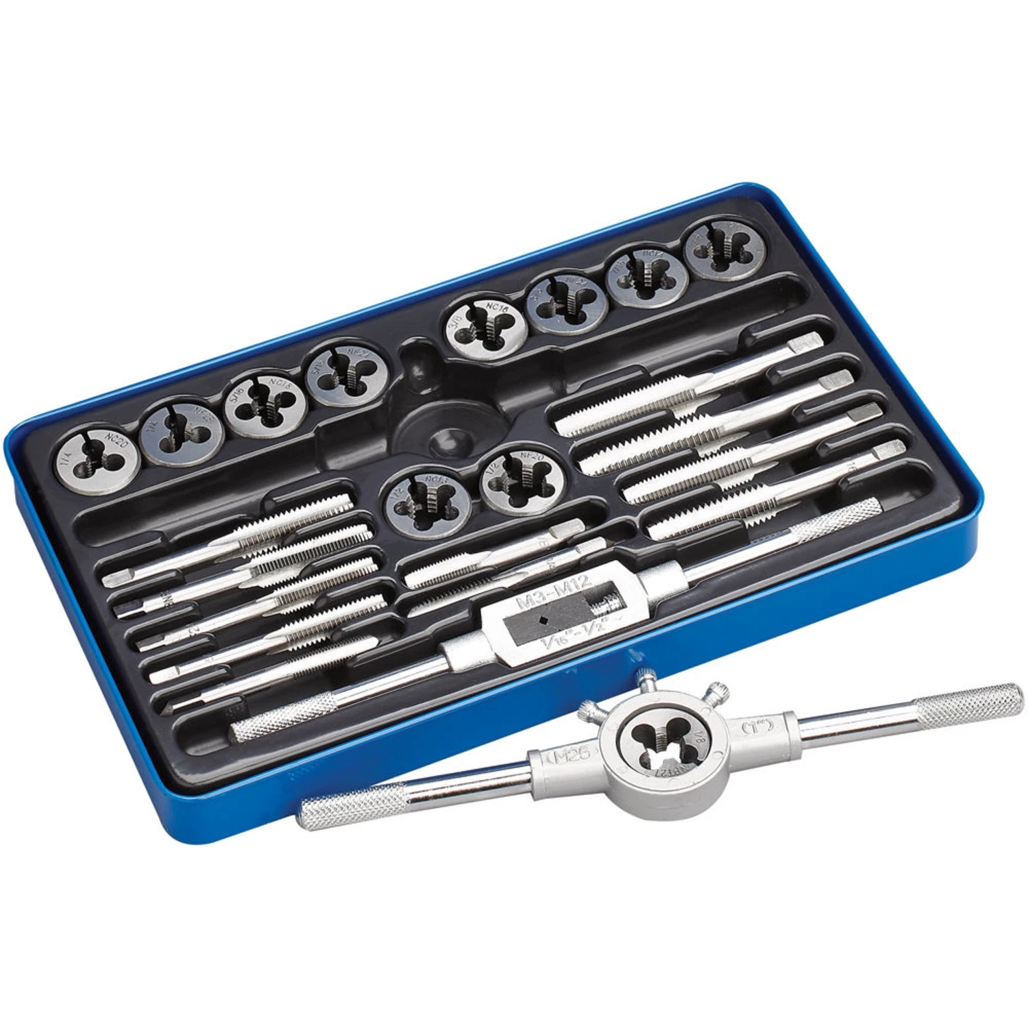 Clarke CHT302 24 piece UNC/UNF/NPT Tap & Die Set - Machine Mart