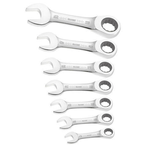 Expert by Facom 7 piece 10-19mm Short Ratchet Combination Spanners 