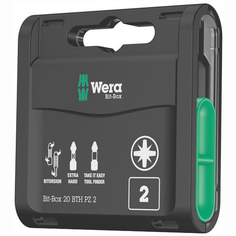 Image of Wera Wera Bit-Box 20 BTH Pz2 BiTorsion Long Life Timber Bits for Drill/Drivers