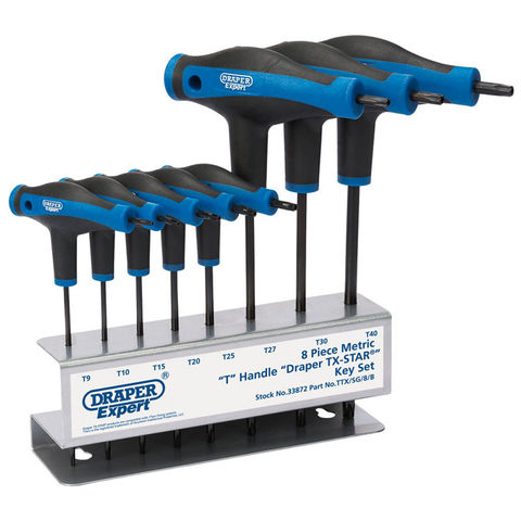 Draper 8 piece Soft Grip 'T' Handle Hexagon and Ball End Key Set