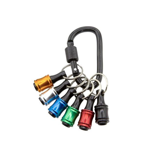 Rolson 6 Piece 30316 ¼" Hex Shank Screwdriver Bit Holder & Locking Carabiner