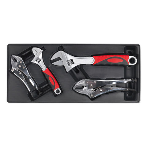 Image of Sealey Sealey TBT04 4 Piece Tool Tray with Locking Pliers & Adjustable Spanner Set
