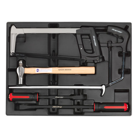 Image of Machine Mart Xtra Sealey TBT30 6 Piece Tool Tray with Prybar, Hammer & Hacksaw Set