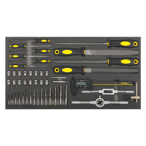 Sealey S01132 48 Piece Tool Tray with Tap & Die, File & Caliper Set