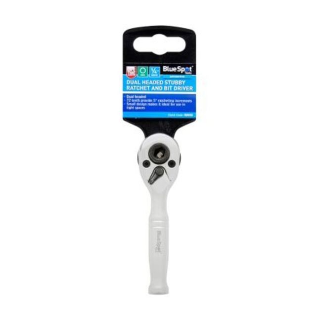 Image of Blue Spot 02032 1/4" Drive Dual Headed Stubby Ratchet and Bit Driver