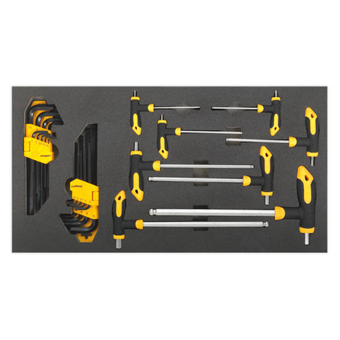 Sealey S01134 26 Piece Tool Tray with T-Handle & Standard Hex Key Sets