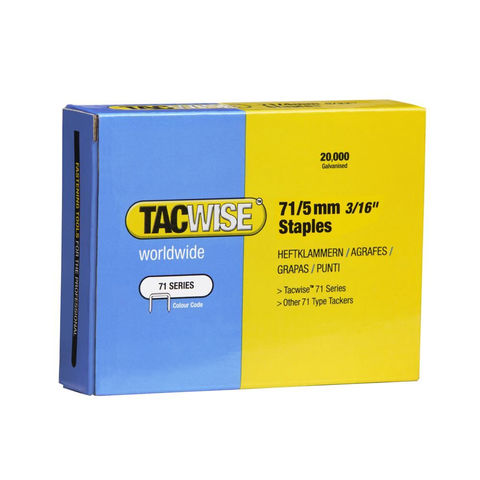 Image of Tacwise Tacwise 0366 Type 71 5mm Galvanised Staples (20,000 Pack)