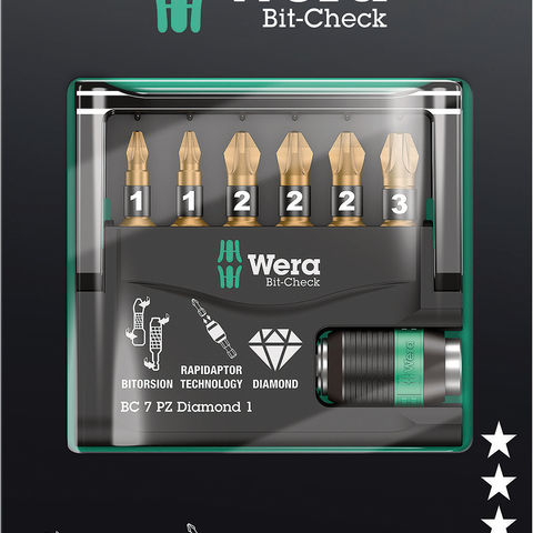 Wera Bit Check 7 Diamond 1 SB Anti Cam-out BiTorsion 7 Piece Bit Set