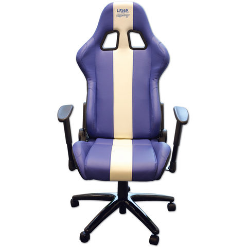 Image of Laser Laser 6654 Racing Office Chair (Blue/White Stripe)