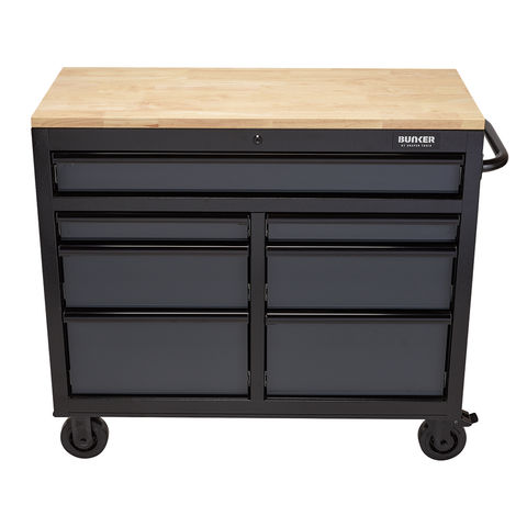 BUNKER® 08216 7 Drawer 41" Workbench Roller Tool Cabinet - Grey