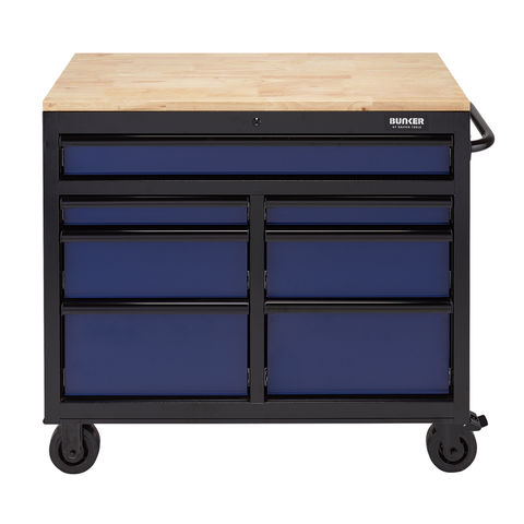 BUNKER® 08222 7 Drawer 41" Workbench Roller Tool Cabinet - Blue