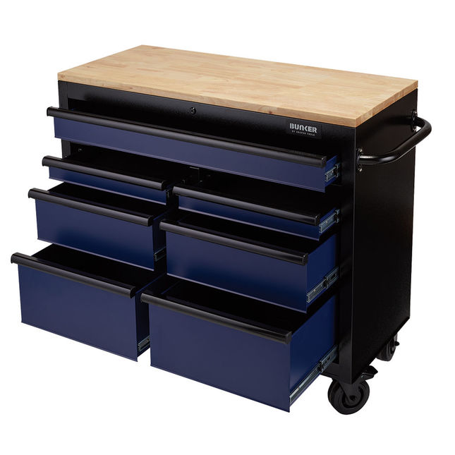BUNKER® 08222 7 Drawer 41" Workbench Roller Tool Cabinet - Blue ...
