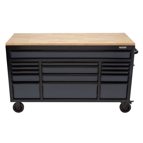 BUNKER®  08238 15 Drawer 61" Workbench Roller Tool Cabinet - Grey