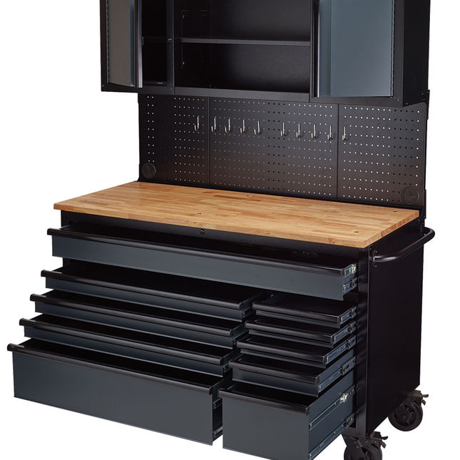 BUNKER® 08242 10 Drawer 56" Roller Workstation with Workbench - Grey ...