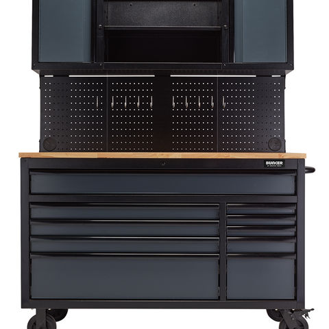 BUNKER® 08242 56" Roller Workstation with Workbench, 10 Drawer, Grey