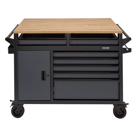 BUNKER® 08251 14 Drawer 48" Multi-Functional Workbench Roller Tool Cabinet - Grey