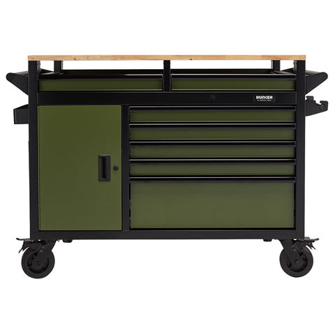 BUNKER® 08269 14 Drawer 48" Multi-Functional Workbench Roller Tool Cabinet - Green