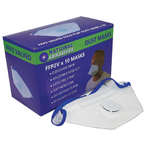 National Abrasives FFP2 Valved Fold Flat Dust Mask (Box of 10)