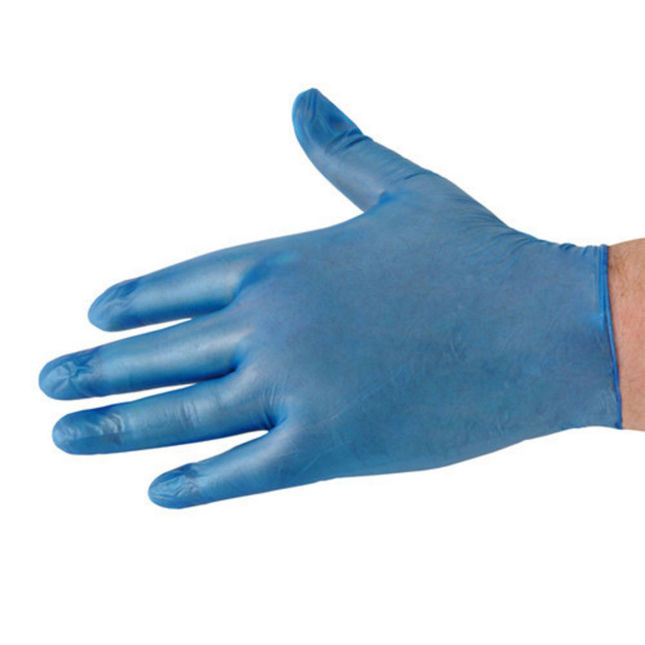Image of National Abrasives National Abrasives Disposable Vinyl Unpowdered Gloves – Blue (L)