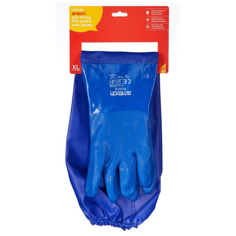 Image of Amtech Amtech N2415 Blue PVC Extra Long Gauntlet Glove - XL