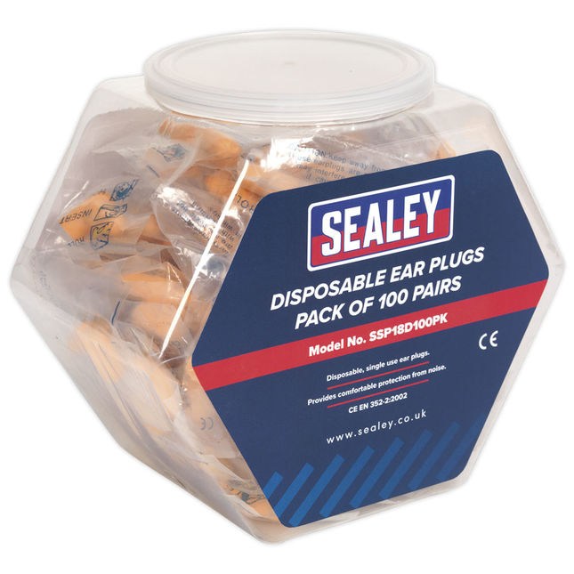 Image of Sealey Sealey SSP18D100PK Ear Plugs Disposable Pack of 100 Pairs