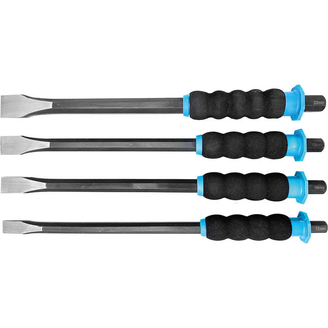 Image of BlueSpot 25099 4 Piece 300mm (12") Extra Long Cold Chisel Set in EVA Foam (12 - 22mm)