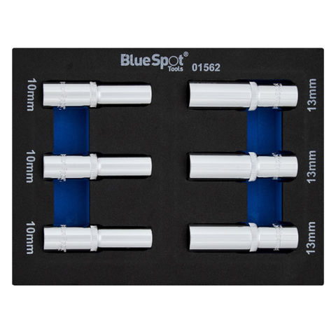 Image of Blue Spot Tools 3/8" Metric Deep Sockets 6 Piece Set (3x 10mm & 3x 13mm) in EVA Foam Module