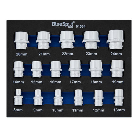 Image of Blue Spot Tools 17 Piece 3/8" Metric Socket Set (8 - 24mm) in EVA Foam Module