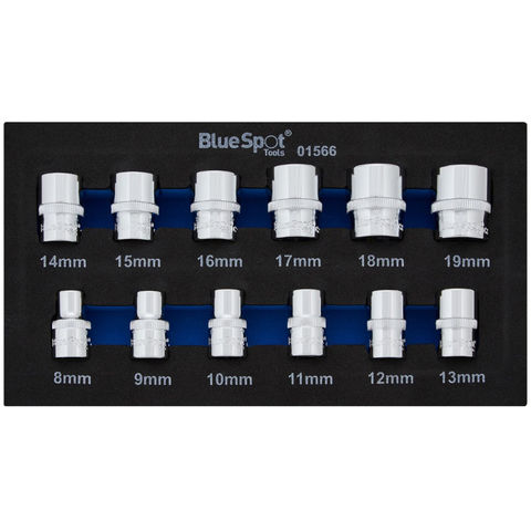 Image of Blue Spot Tools 12 Piece 3/8" Metric Sockets (8 - 19mm) in EVA Foam Module