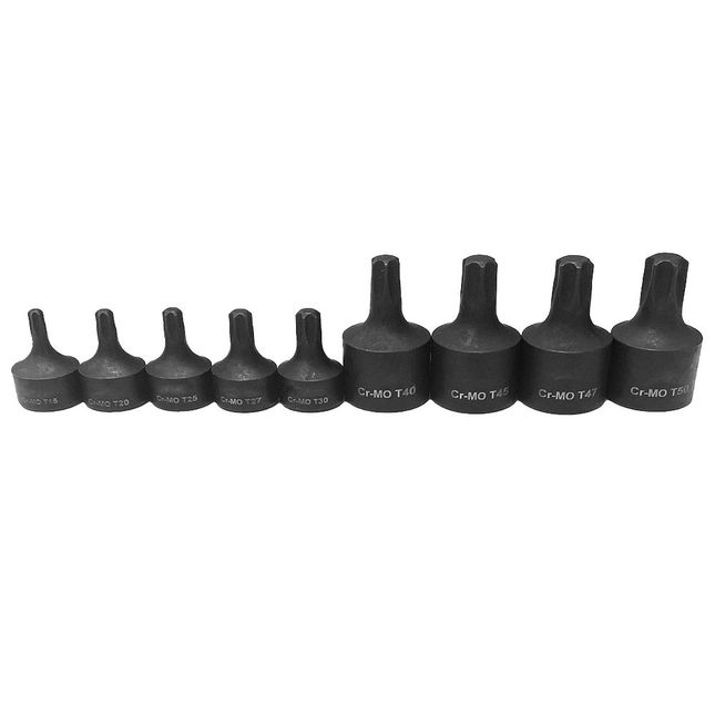 Blue Spot 01614 9 Piece 1/4" & 3/8" Cro-mo Impact Torx Socket Bit Set