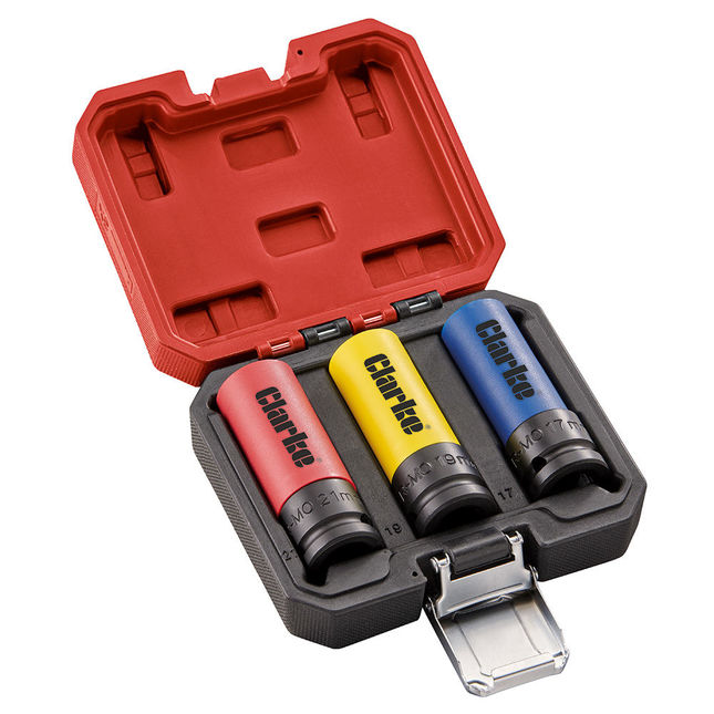 Clarke Cht940 3-piece Coloured Impact Socket Set