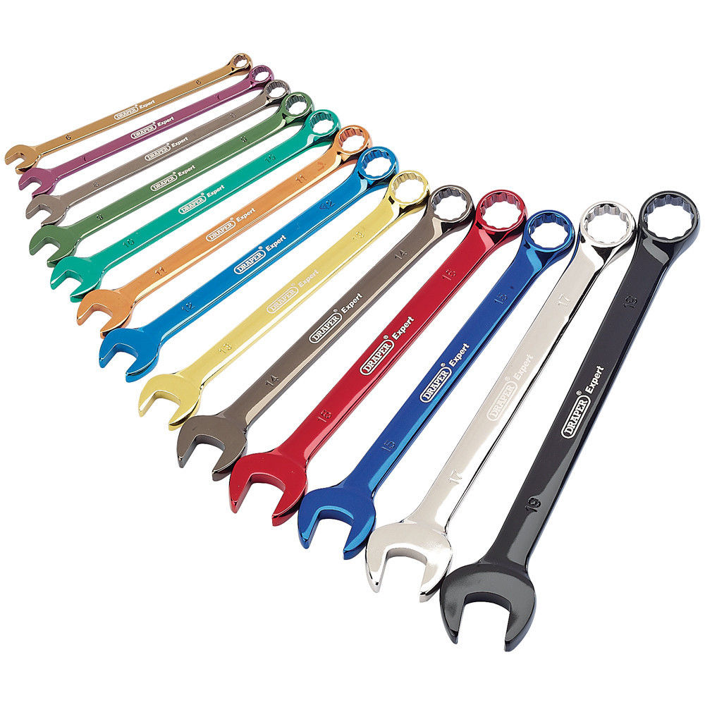 Draper Metric Coloured Ratcheting Combination Spanner Set Colour Coded 8-19mm 
