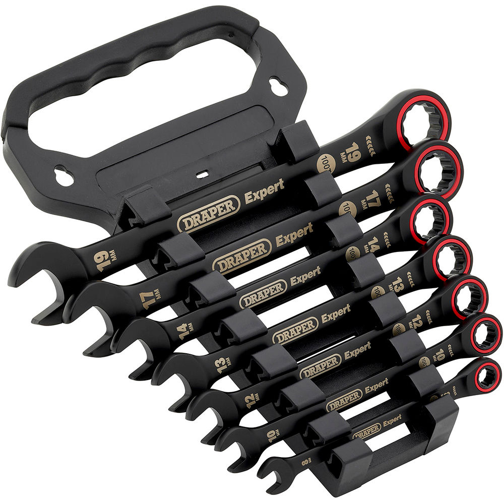 Draper Expert HI-TORQ® Metric Ratchet Combination Spanner Set, Black (7 ...