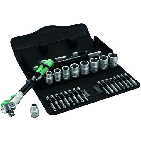 Image of Wera Wera Zyklop 8100 Sb9 29 Piece 3/8" Drive Ratchet And Imperial Socket Set
