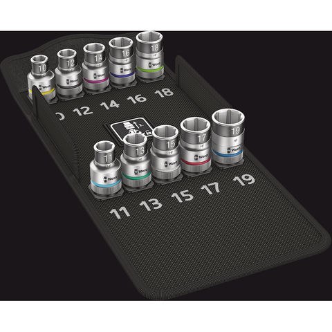 Wera 8790 HMC HF/10 Zyklop Socket Set with Fastener Holding Function 1/2" Drive Metric 10 piece
