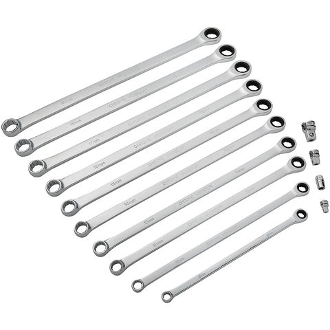 Image of Blue Spot Tools 10 Piece Extra Long Metric Ratchet Ring Spanner and Adaptor Set