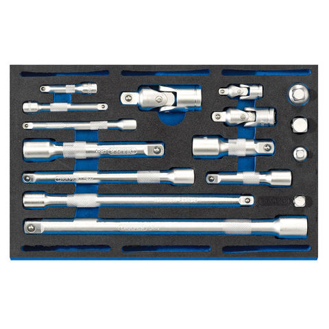 Draper IT-EVA44 16 Piece Extension Bar, Universal Joints and Socket Converter Set