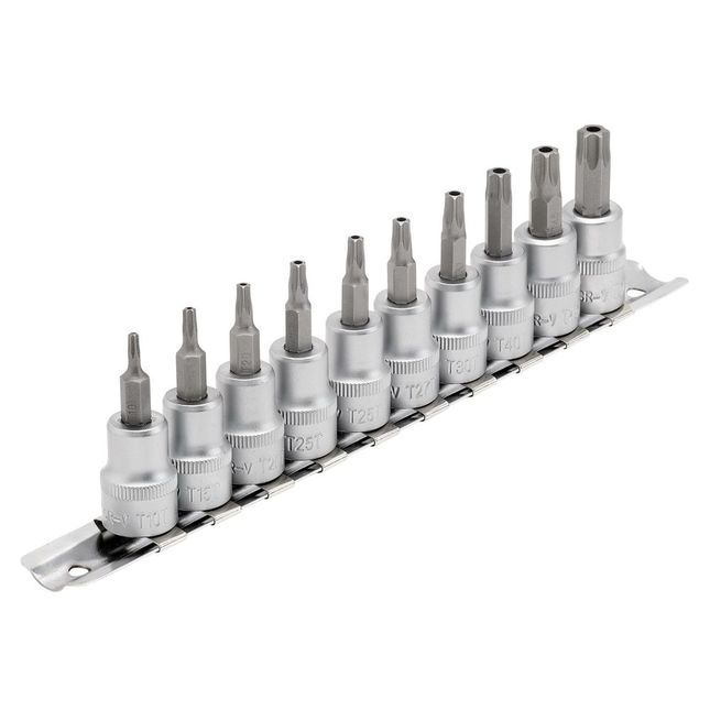 Draper D-txt/10/55 3/8 Drive 10 Piece Torx-star Security Socket Bit Set