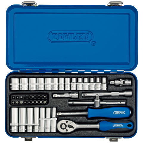 AutoJack 41-Piece 1/4-Inch Drive Socket Set – Metric & SAE, Deep & Standard, With Ratchet & Case