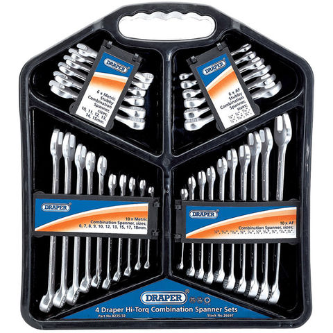 Photo of New Draper Four Hi-torq® 26697 Combination Spanner Sets -2 Metric And 2 Af-