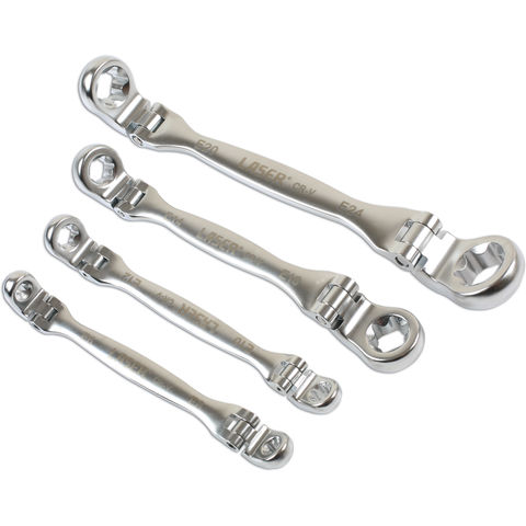 LASER 3229 5-Piece Ratchet Ring Combination Spanner Set – 10mm To 15mm, 72-Tooth, Chrome Vanadium (Satin Finish)