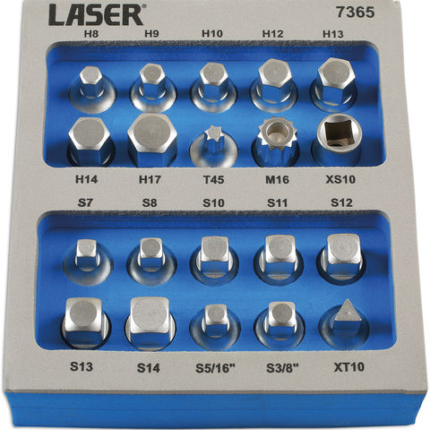 Image of Laser Laser 7365 20 Piece 3/8'' Drive Sump Plug Key Set