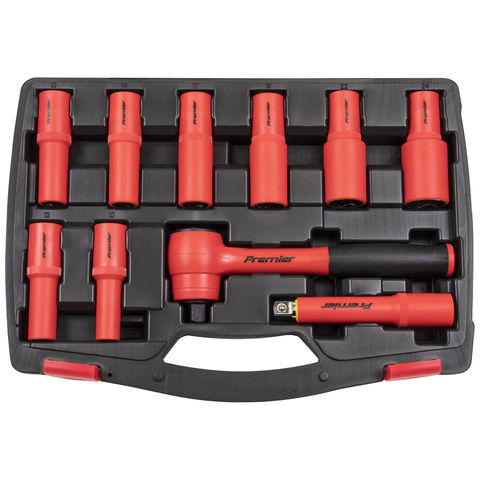 Image of Sealey Sealey AK7943 10 piece 1/2" Drive Insulated Socket Set 6pt WallDrive® VDE Approved