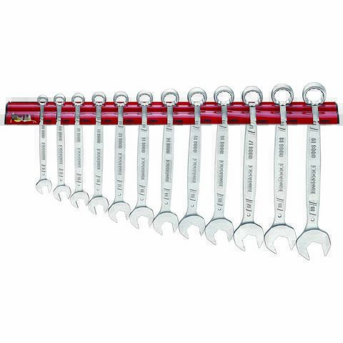 Image of Teng Tools Teng Tools WR8012 12 piece 8 - 19mm Anti Slip Combination Spanner and Wall Rack Set