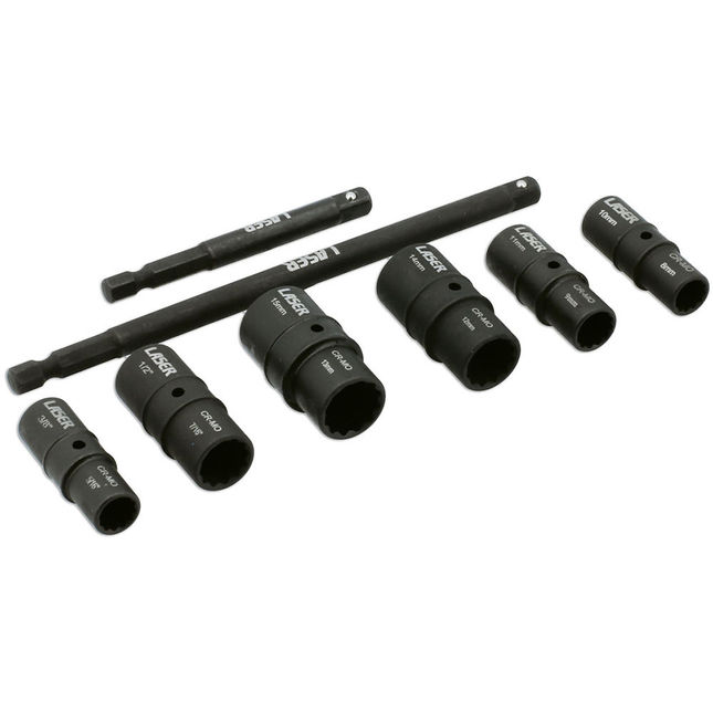 Laser 8905 1/4 " Drive 8 Piece Impact Double Ended Thin Wall Socket Set