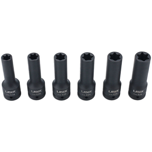 Laser 8940 3/4" 6 Piece Drive Deep Impact E-socket Set - E18 - E28