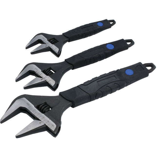 Laser 8676 Wide Mouth Adjustable Wrench Set 3pc