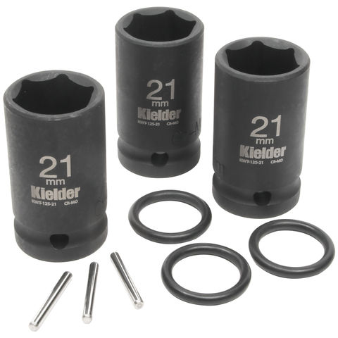 Image of Kielder Kielder 1/2” 21mm Mid-Size Impact Socket and Pin & O-Ring (3 Pack)